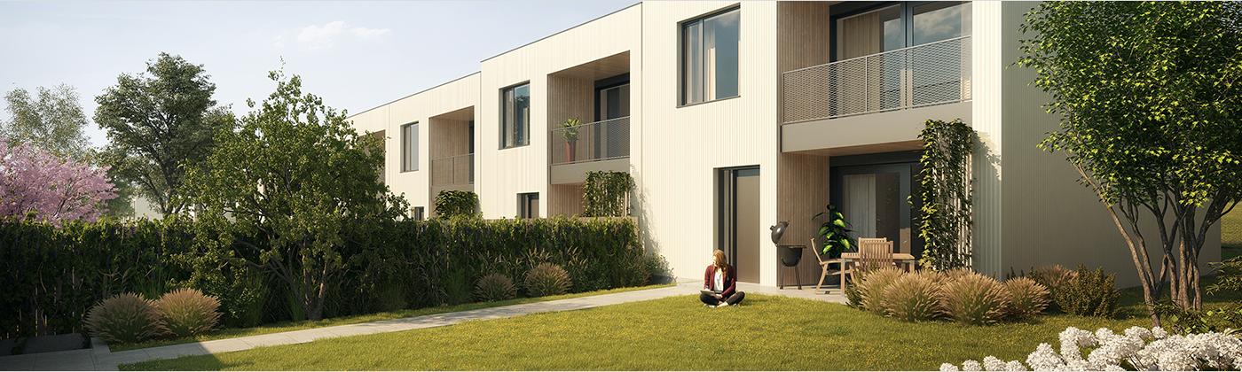 Pohled na čelní stranu - řadový dům B Pohled na čelní stranu - řadový dům B