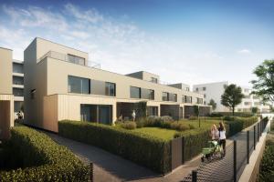 Zahradní fasáda řadového domu A Zahradní fasáda řadového domu A